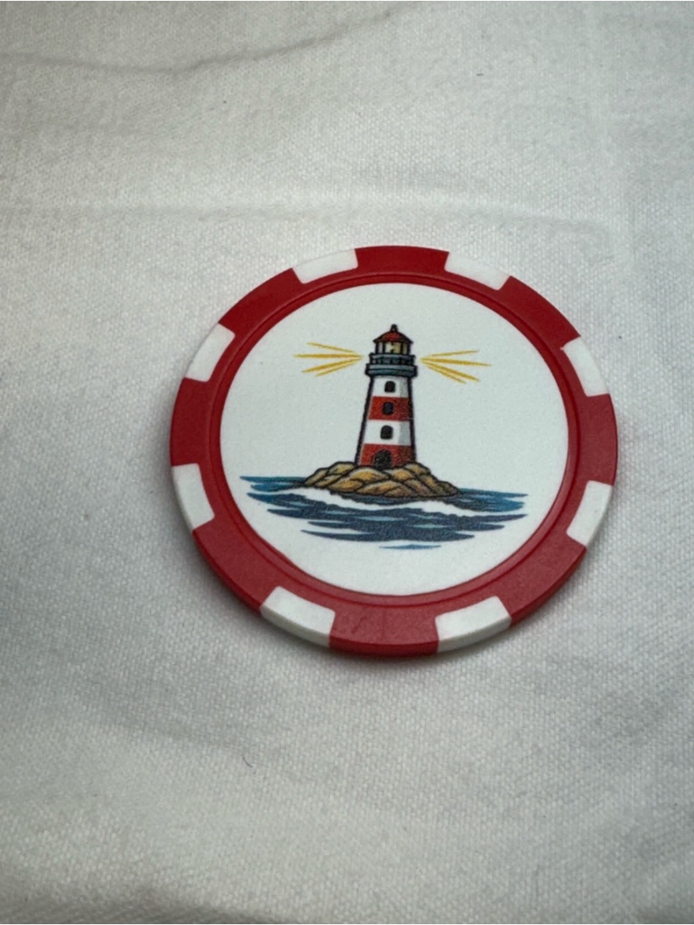 Red & White Lighthouse Golf Ball Marker